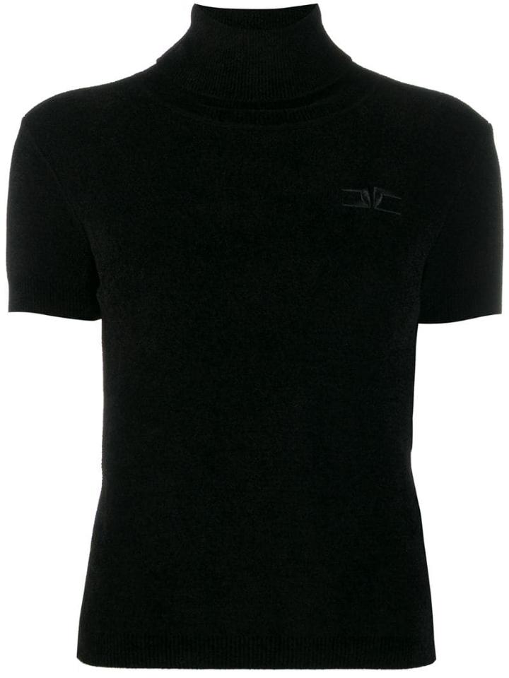 Elisabetta Franchi Embroidered Logo Knit Top - Black