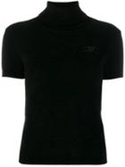 Elisabetta Franchi Embroidered Logo Knit Top - Black