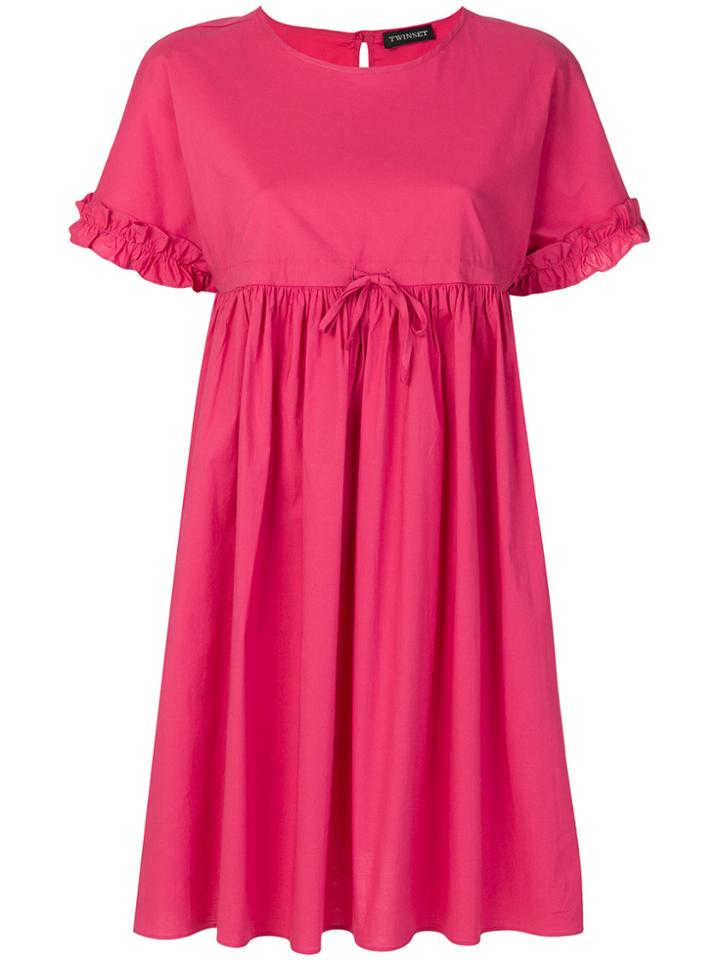 Twin-set Shortsleeved Flared Dress - Pink & Purple