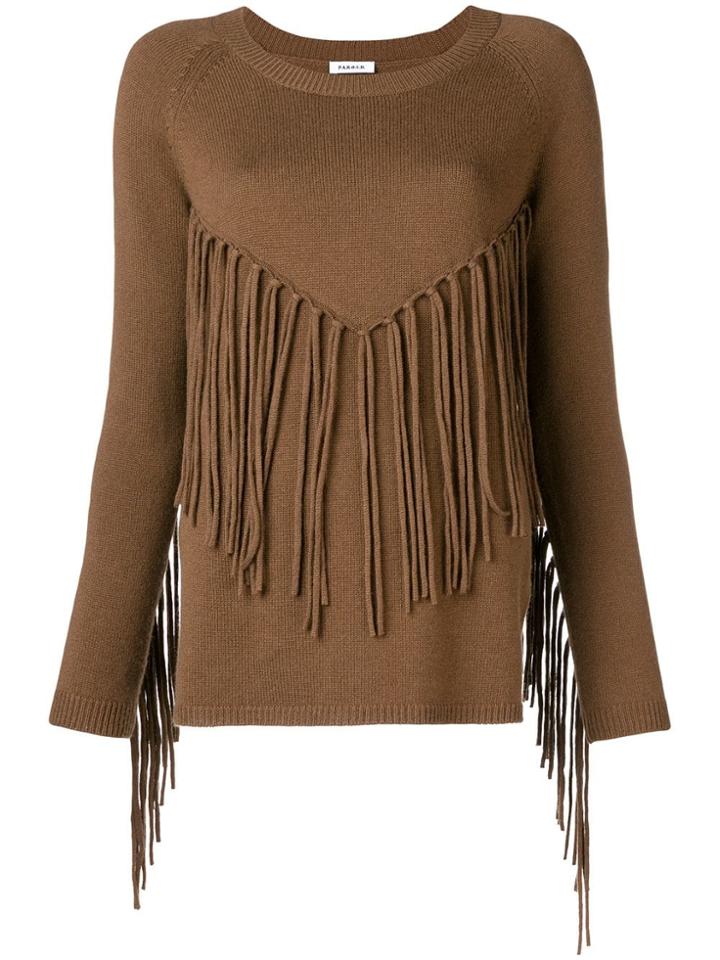 P.a.r.o.s.h. Fringed Knitted Top - Brown