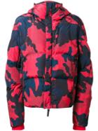 Kru Camouflage Hooded Padded Jacket, Men's, Size: Large, Red, Polyester