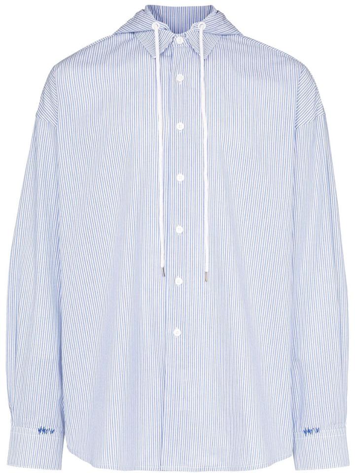 Ader Error Striped Hooded Shirt - Blue