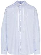 Ader Error Striped Hooded Shirt - Blue