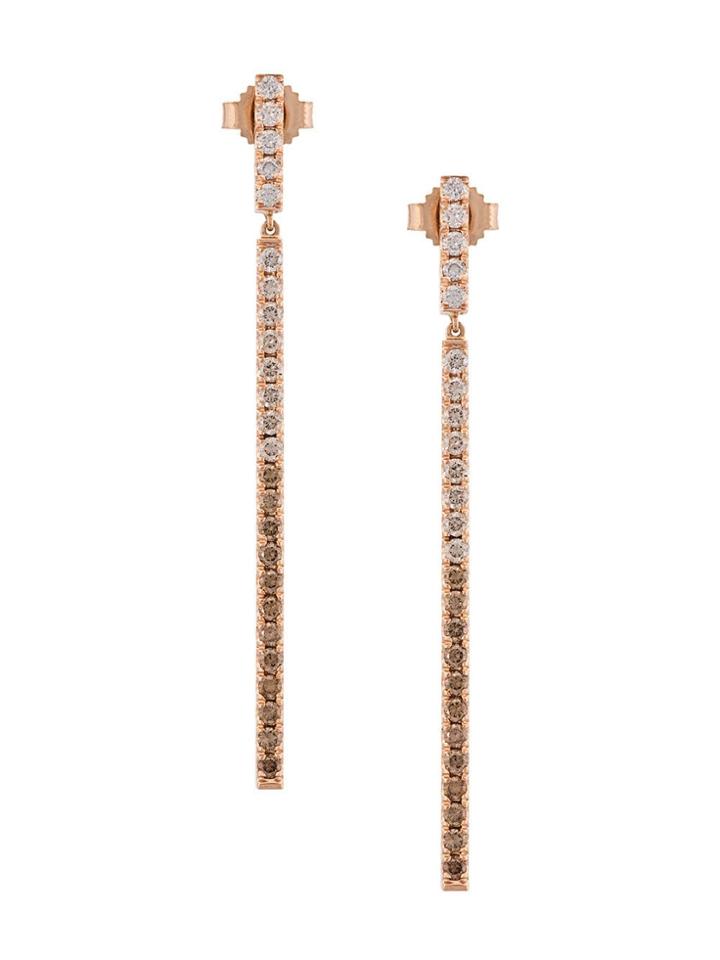 Eva Fehren 18kt Rose Gold Line Diamond Earrings