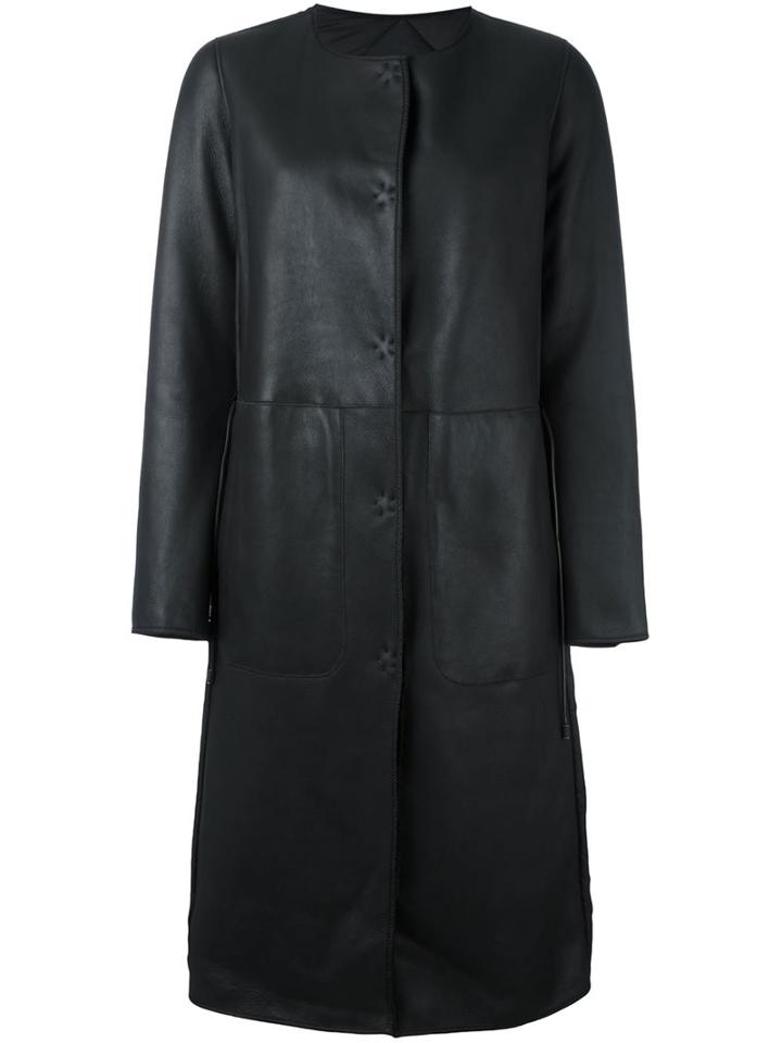 Yves Salomon Reversible Coat, Women's, Size: 40, Black, Lamb Skin/polyester/polyamide/lamb Fur