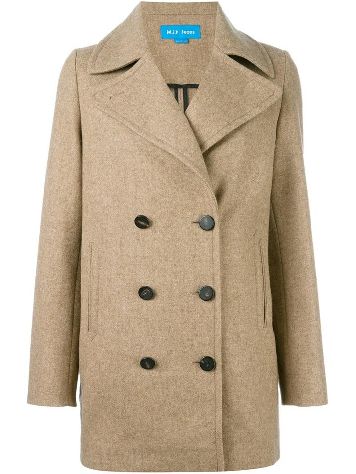 Mih Jeans 'rosen' Double-breasted Peacoat, Women's, Size: Medium, Nude/neutrals, Acetate/viscose/wool/tencel
