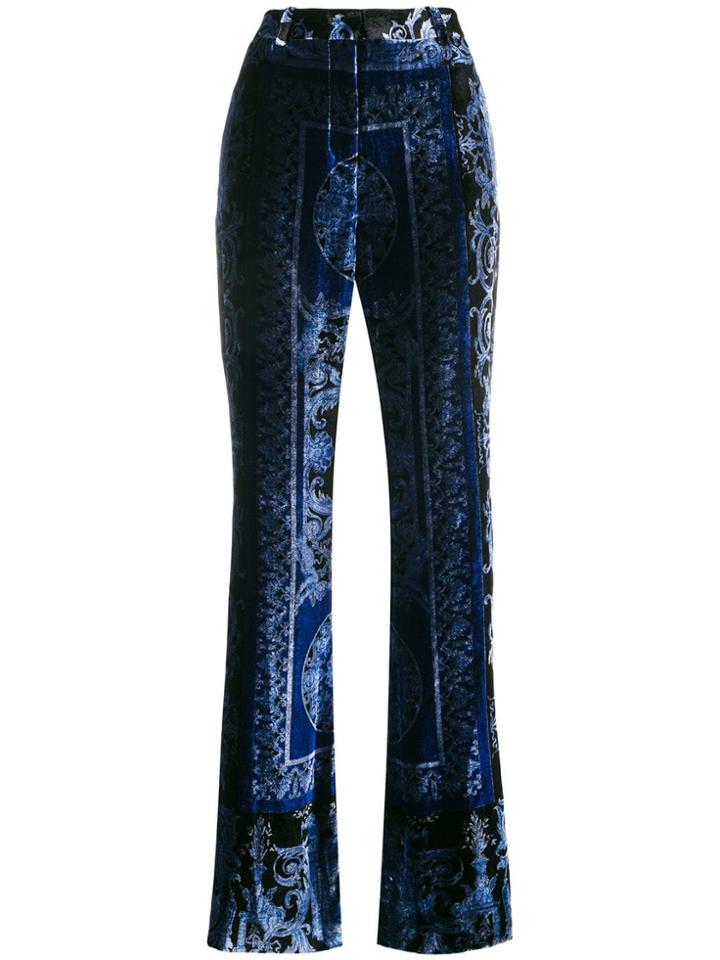 Versace Printed Velvet Trousers - Blue