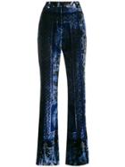Versace Printed Velvet Trousers - Blue