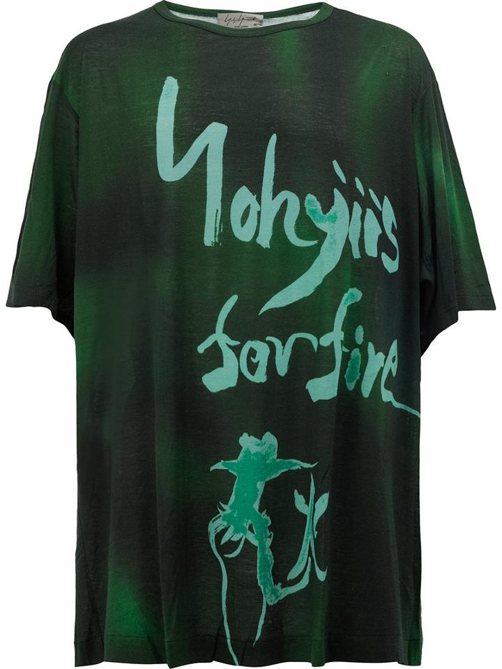 Yohji Yamamoto - Logo Print T-shirt - Men - Ramie/rayon - 3, Green, Ramie/rayon