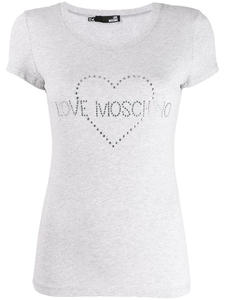 Love Moschino Studded Logo T-shirt - Grey