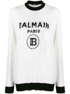 Balmain Logo Knitted Sweatshirt - White