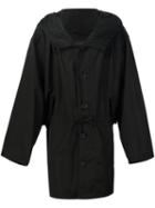 Ann Demeulemeester Grise Hooded Trench Coat, Men's, Size: Small, Black, Polyester/wool