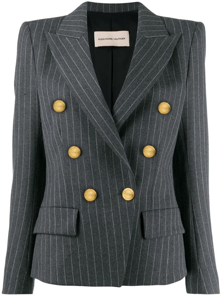 Alexandre Vauthier Pinstripe Double Breasted Blazer - Grey