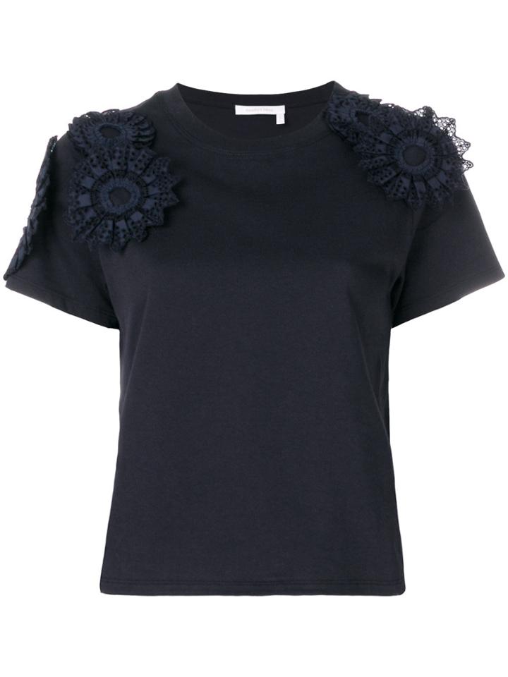 See By Chloé Lace Applique T-shirt - Blue