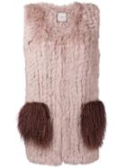 Urbancode Contrast Pockets Fur Jacket - Nude & Neutrals