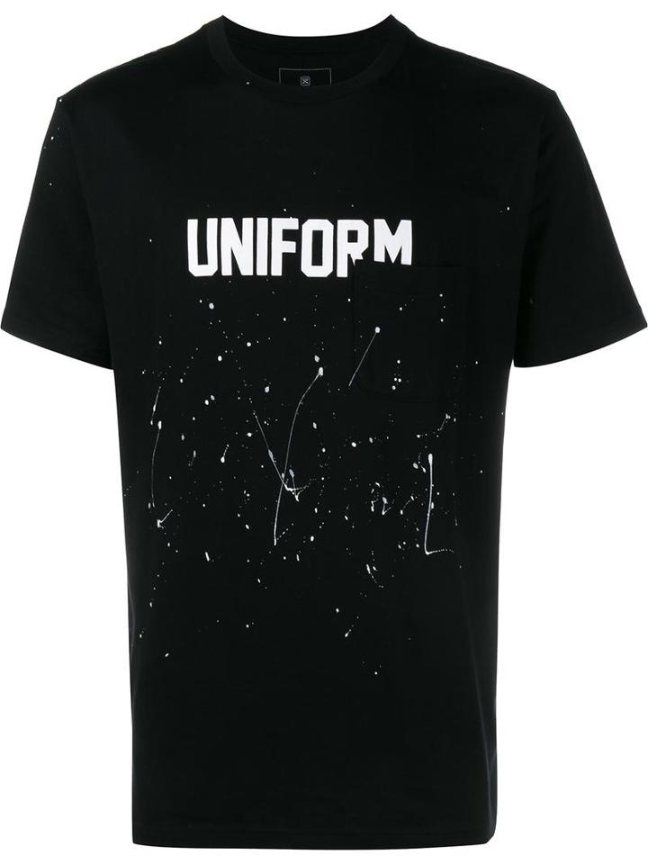 Uniform Experiment Paint Splatter Print T-shirt, Men's, Size: 3, Black, Cotton