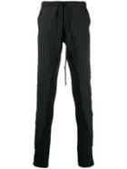 Greg Lauren Contrasting Pinstripe Trousers - Grey