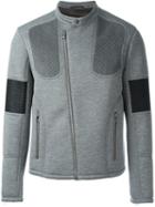 Neil Barrett Panelled Biker Jacket, Men's, Size: M, Grey, Viscose/polyester/polyurethane/polyester