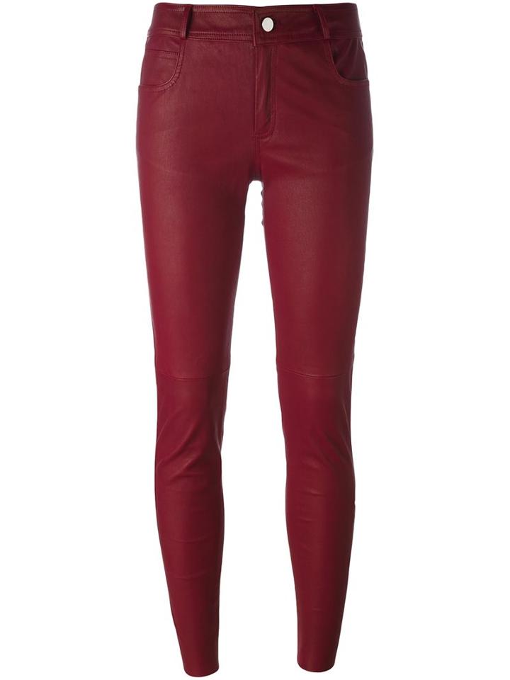 Pihakapi Skinny Trousers, Women's, Size: Small, Red, Lamb Skin/cotton/spandex/elastane