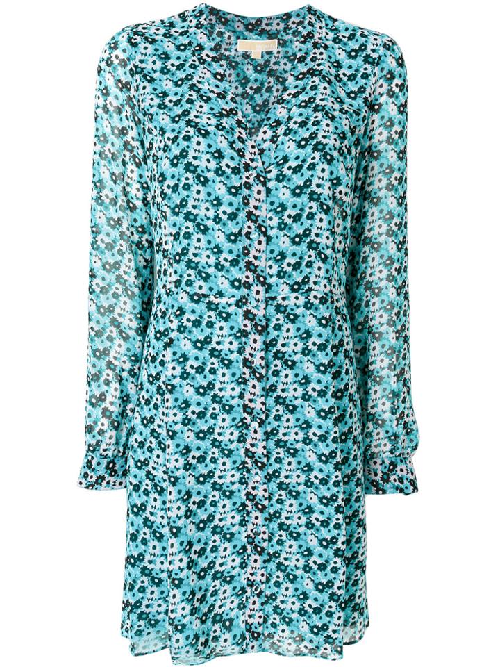 Michael Michael Kors Floral-print Mini Shirt Dress - Blue