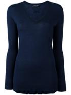 Twin-set V-neck Jumper, Women's, Size: Xs, Blue, Silk/viscose/cashmere