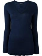 Twin-set V-neck Jumper, Women's, Size: Xs, Blue, Silk/viscose/cashmere