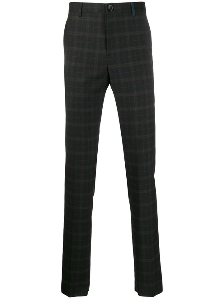 Ps Paul Smith Tapered Plaid Trousers - Black