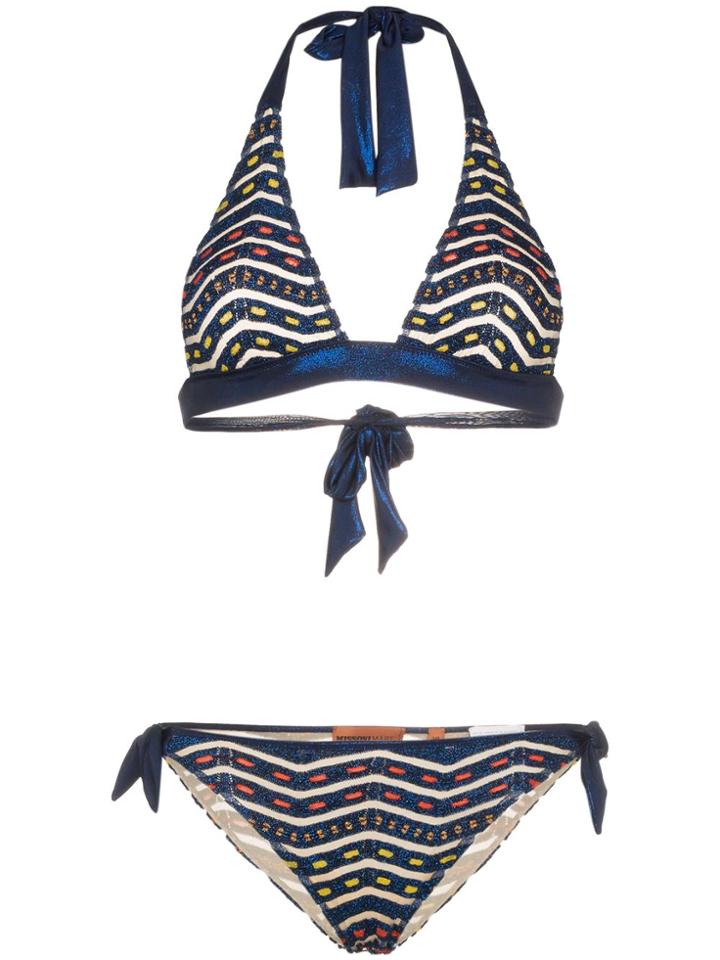 Missoni Halterneck Zigzag Lurex Bikini - Blue