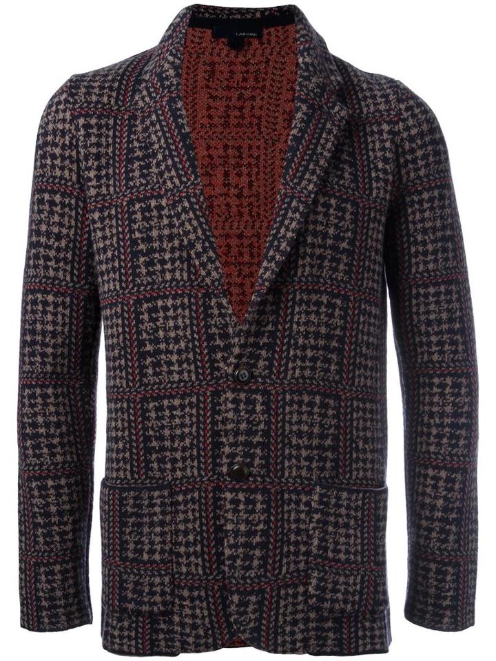Lardini Patterned Knit Blazer, Men's, Size: Small, Blue, Wool