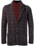 Lardini Patterned Knit Blazer, Men's, Size: Small, Blue, Wool
