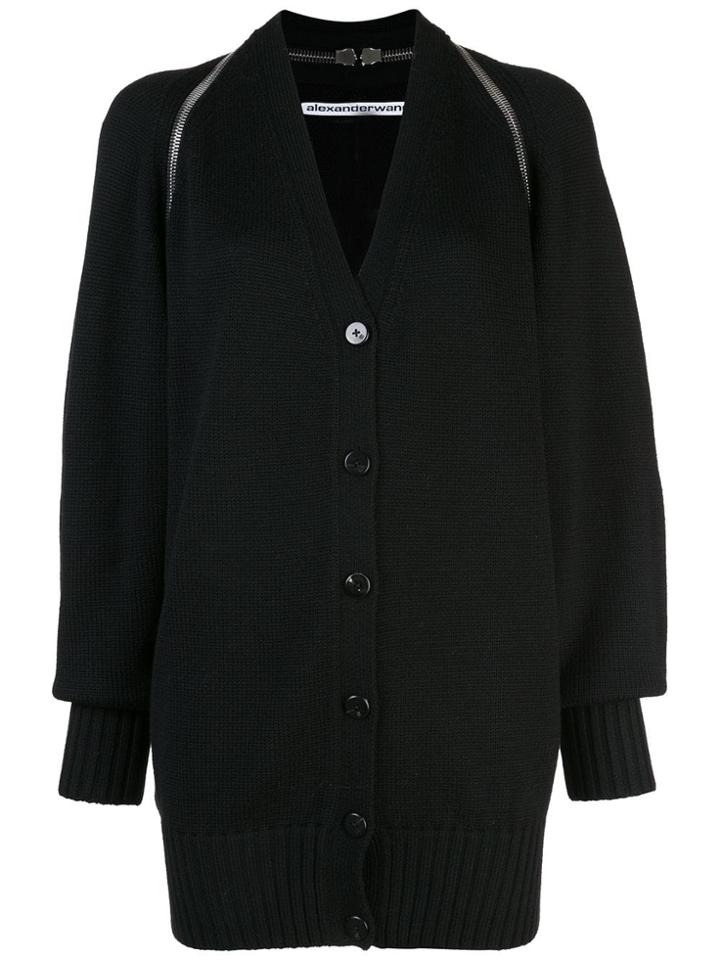 Alexander Wang V-neck Split Shoulder Cardigan - Black