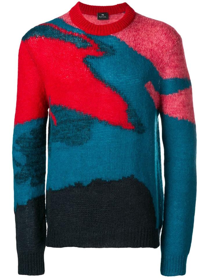 Ps By Paul Smith Patterned Crewneck Sweater - Blue