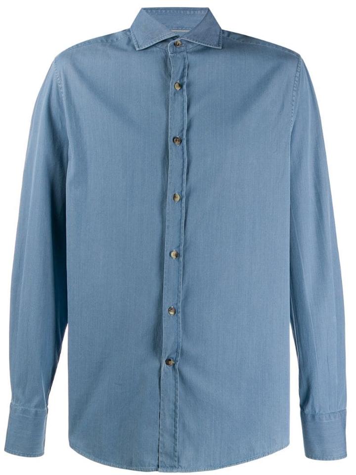 Brunello Cucinelli Denim Fitted Shirt - Blue
