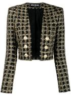 Balmain Cropped Tweed Jacket - Black