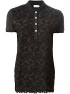 Moncler Floral Macramé Polo Shirt, Women's, Size: S, Black, Cotton