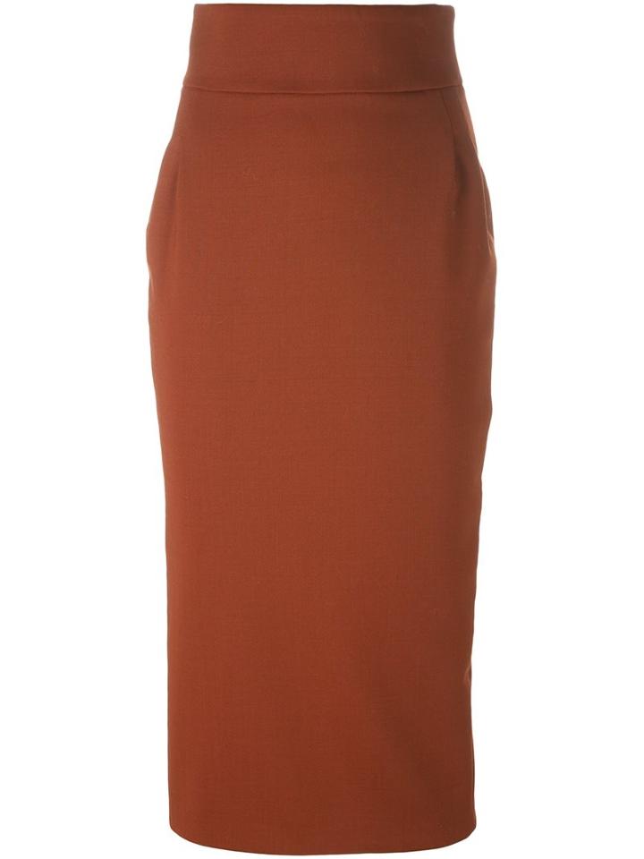 Erika Cavallini Pencil Skirt, Women's, Size: 42, Yellow/orange, Polyester/spandex/elastane/virgin Wool