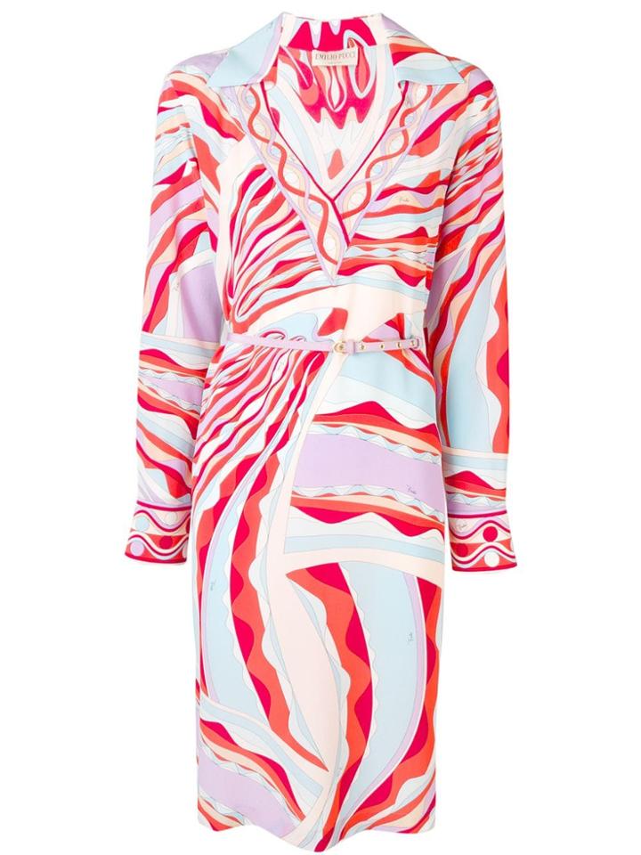Emilio Pucci Burle Print Collared Silk Dress