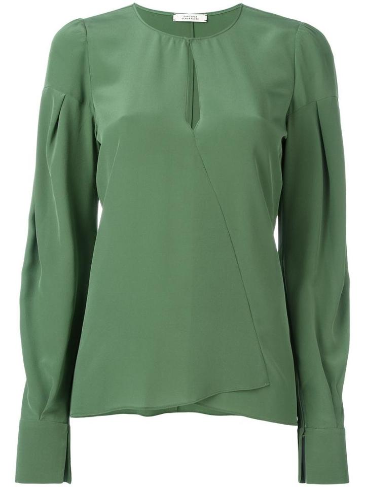 Dorothee Schumacher Keyhole Detail Blouse, Women's, Size: 5, Green, Silk