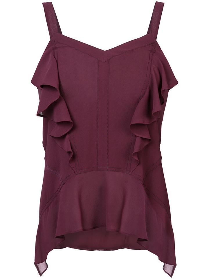 Derek Lam - Ruffled Sleeveless Top - Women - Silk - 38, Red, Silk