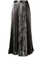 Christopher Kane - Metallic Pleated Skirt - Women - Silk/polyester/acetate - 40, Grey, Silk/polyester/acetate