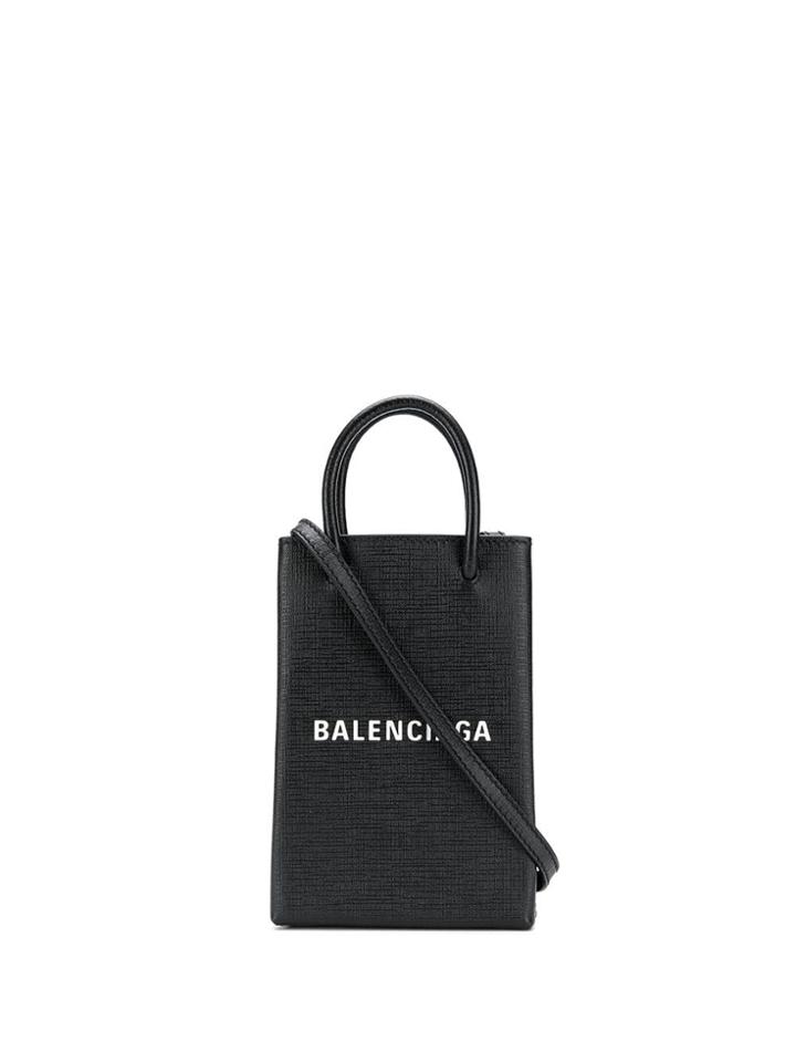 Balenciaga Shopping Phone Holder Bag - Black