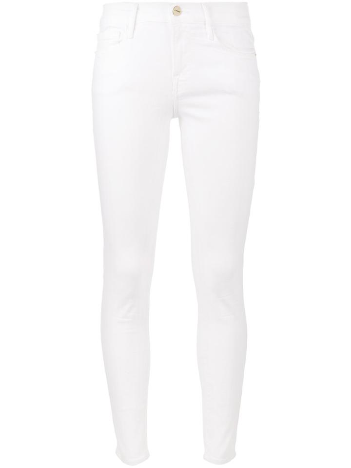 Frame Denim Le Color White Mid Rise Skinny Jeans