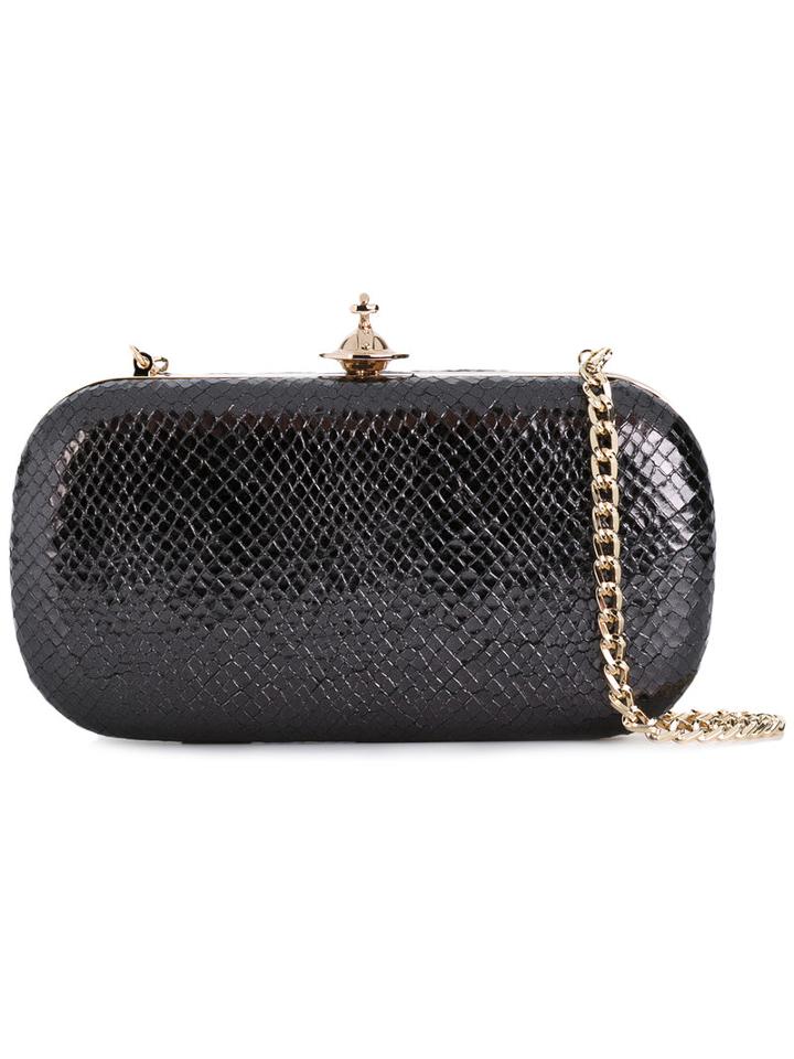 Vivienne Westwood - Clasp Fastening Clutch - Women - Leather/metal - One Size, Black, Leather/metal