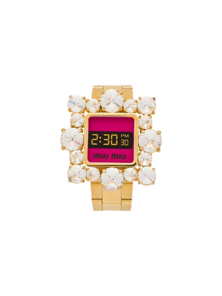 Miu Miu Bracelet With Crystals - Gold