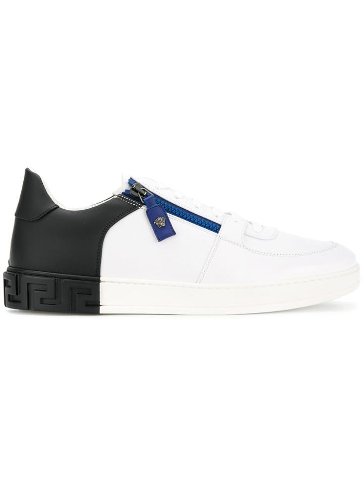 Versace Side Zipped Medusa Sneakers - White