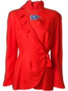 Thierry Mugler Vintage Scalloped Wrap Jacket, Women's, Size: 40, Red
