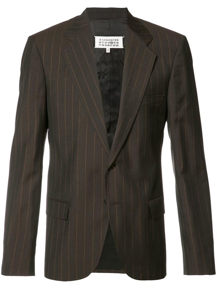 Maison Margiela Pinstripe Blazer, Men's, Size: 50, Brown, Pashmina/triacetate
