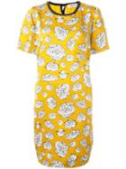Essentiel Antwerp Graphic Flower Print Dress, Women's, Size: 36, Yellow/orange, Polyester/viscose