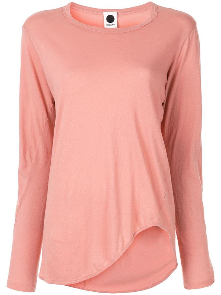 Bassike Heritage Scoop Hem Long Sleeve Top - Pink