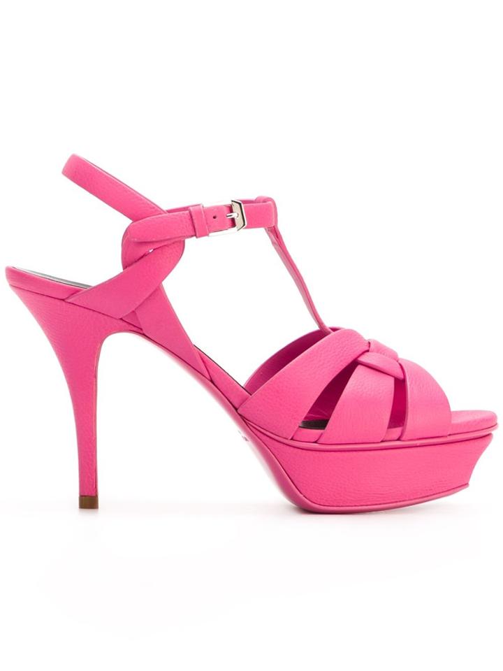 Saint Laurent 'tribute' Mid-heel Sandals - Pink & Purple